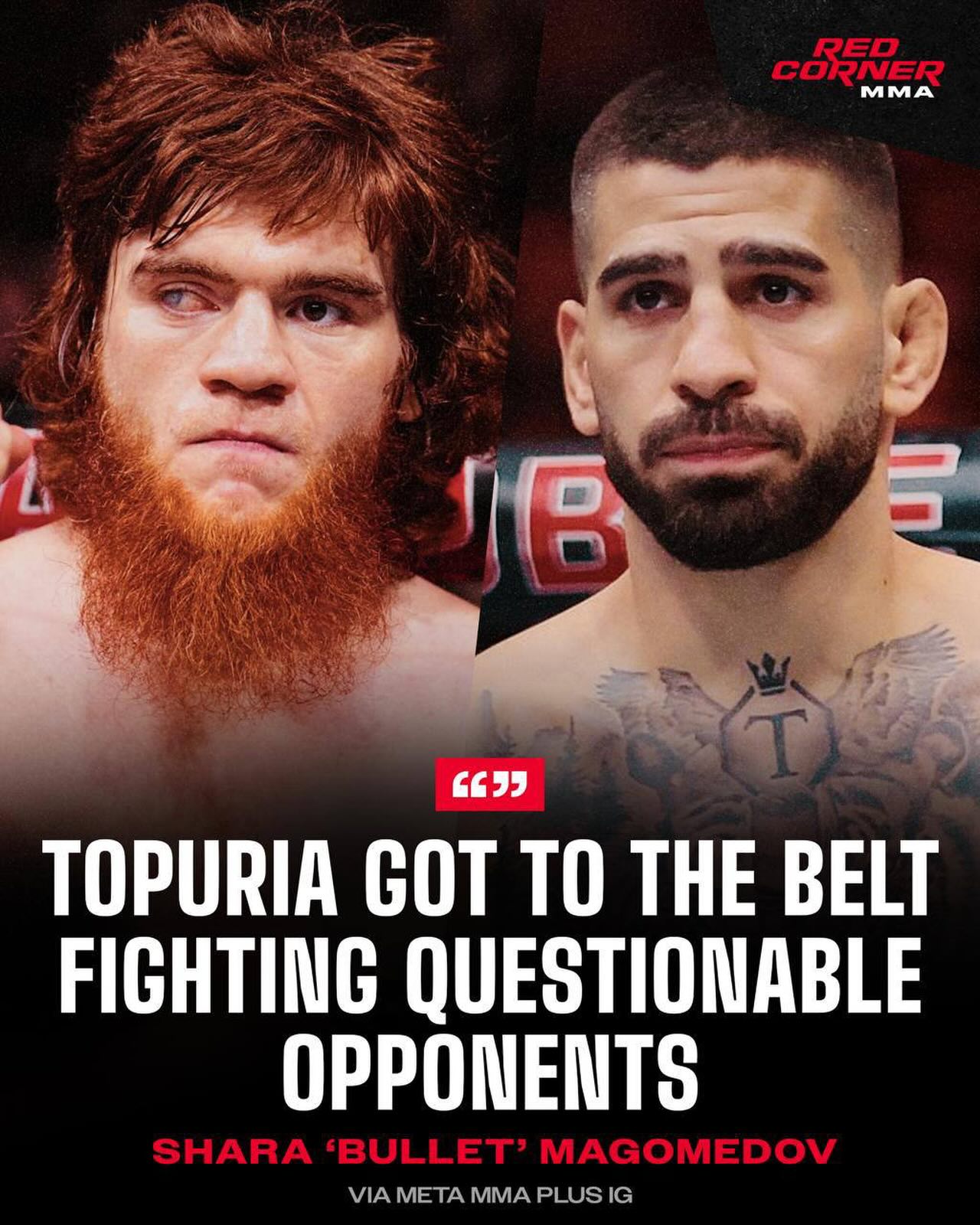 Shara Bullet calls Ilia Topuria an overrated fighter and questions his path to the title… 👀

“He’s a good fighter on his own, but if you look at how he got to the belt, there were four or five fights against questionable opponents. And when he fought really serious fighters, they were already worn out. Charles Oliveira was worn out, I think. Max Holloway was a tough opponent, but he’s not the same as before. He’s taken a lot of damage in his career and kind of slowed down. Alexander Volkanovski was also not at the same level he used to be.”

via: @metammaplus