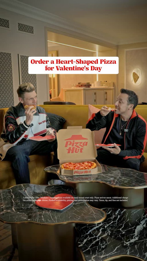 Iconic things should never be pitted against each other… but this was fun @nickcarter 🫶 Order a Heart Shaped Pizza from @pizzahut today! Available until 2/22.