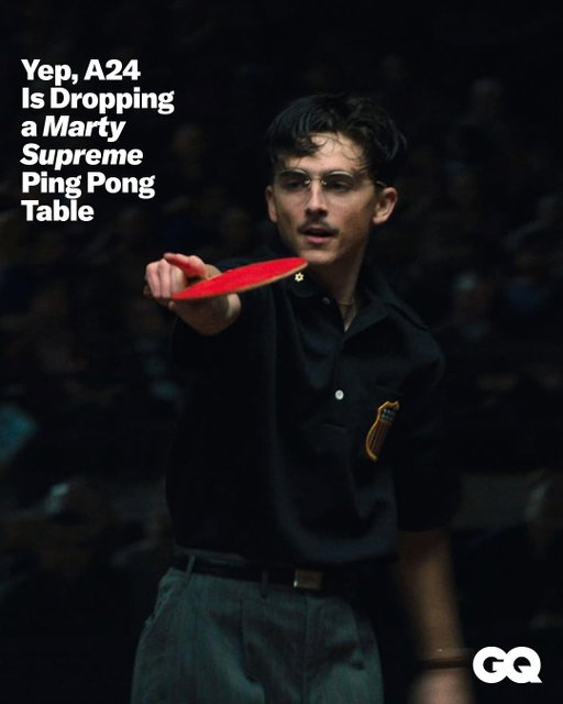 As is their wont, A24 has been pulling out all of the merchandising stops to promote Marty Supreme on its award-season run. Until now, however, the ping-pong drama’s most obvious merch play of all had yet to materialize: Marty Supreme table tennis gear.

Happily, A24 has finally righted that wrong; you can now own a ping pong table and table tennis balls and paddles branded with the Oscar-nominated movie’s logo. Get all the details on the drop at the link in bio. 🏓

Images courtesy A24, Joola