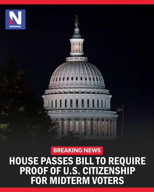 BREAKING NEWS: The House of Representatives has voted to require proof of U.S. citizenship in the November midterm elections. Lawmakers voted 218-213 to approve the SAVE America Act, with only one Democrat joining Republicans to back the measure. Link in bio.