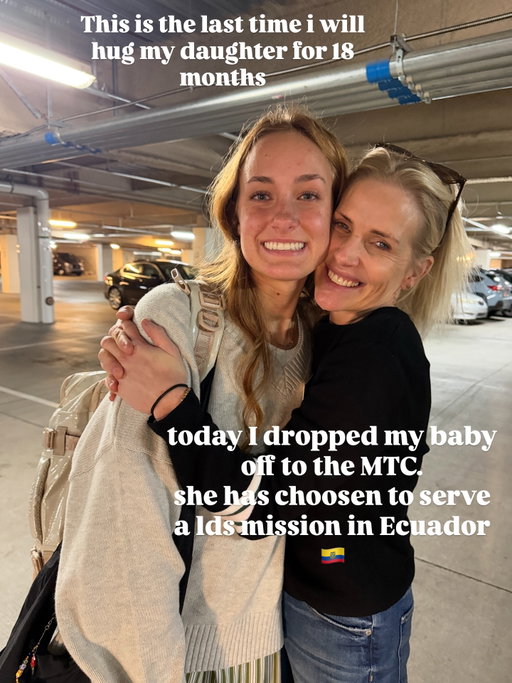 This one was a hard one. Harder than I thought. she’s my best friend. The one who knows me best. She will be gone until August 2027 living in Ecuador. 🇪🇨 and my heart is so proud of her and breaking at the same time. I did ok until i came home and she wasn’t here. I love you lillee you’re such a strong, funny, beautiful daughter and i’m the luckiest mom. YOU GOT THIS.!!! Also of u don’t i will come pick you up of course. #ldsmissionary 

also if anyone wants to be on her weekly update email list DM me. Happy to add you.