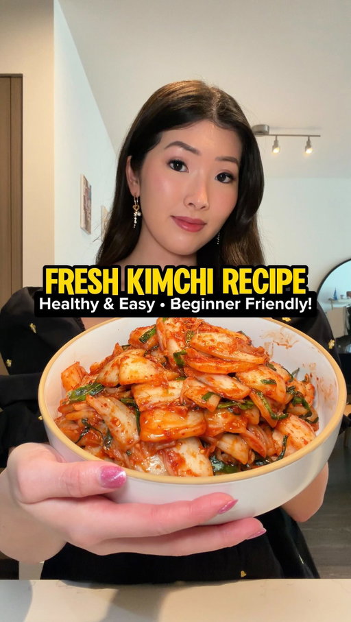 make instant kimchi with me!! Geotjeori is a non-fermented fresh kimchi that’s delicious and perfect for when you want kimchi and you want it NOW! It’s also incredibly beginner friendly and ready in about an hour versus days! If you don’t like the funkiness of kimchi, you might like this kind. 

I adjusted this side dish recipe to maximize the authentic flavor of geotjeori while minimizing the need to buy a bunch of new ingredients! That said, if you have ingredients like saewoojeot (salted fermented shrimp) and plum extract in your fridge, you can (and should) add those into your kimchi paste mixture! 

Ingredients & measurements: 
— 1 medium size napa cabbage
— 1/4 cup coarse salt (kosher salt works!) 
— 5 tbsp gochugaru (flaky kind is best) 
— 1 tbsp minced garlic 
— 2 tbsp fish sauce 
— 1 tbsp sugar (or plum extract) 
— korean chives to taste (or green onions) 
— splash of sesame oil 
— roasted sesame seeds to garnish (OPTIONAL) 

#kimchi #geotjeori #easyrecipes #banchan #koreanfood