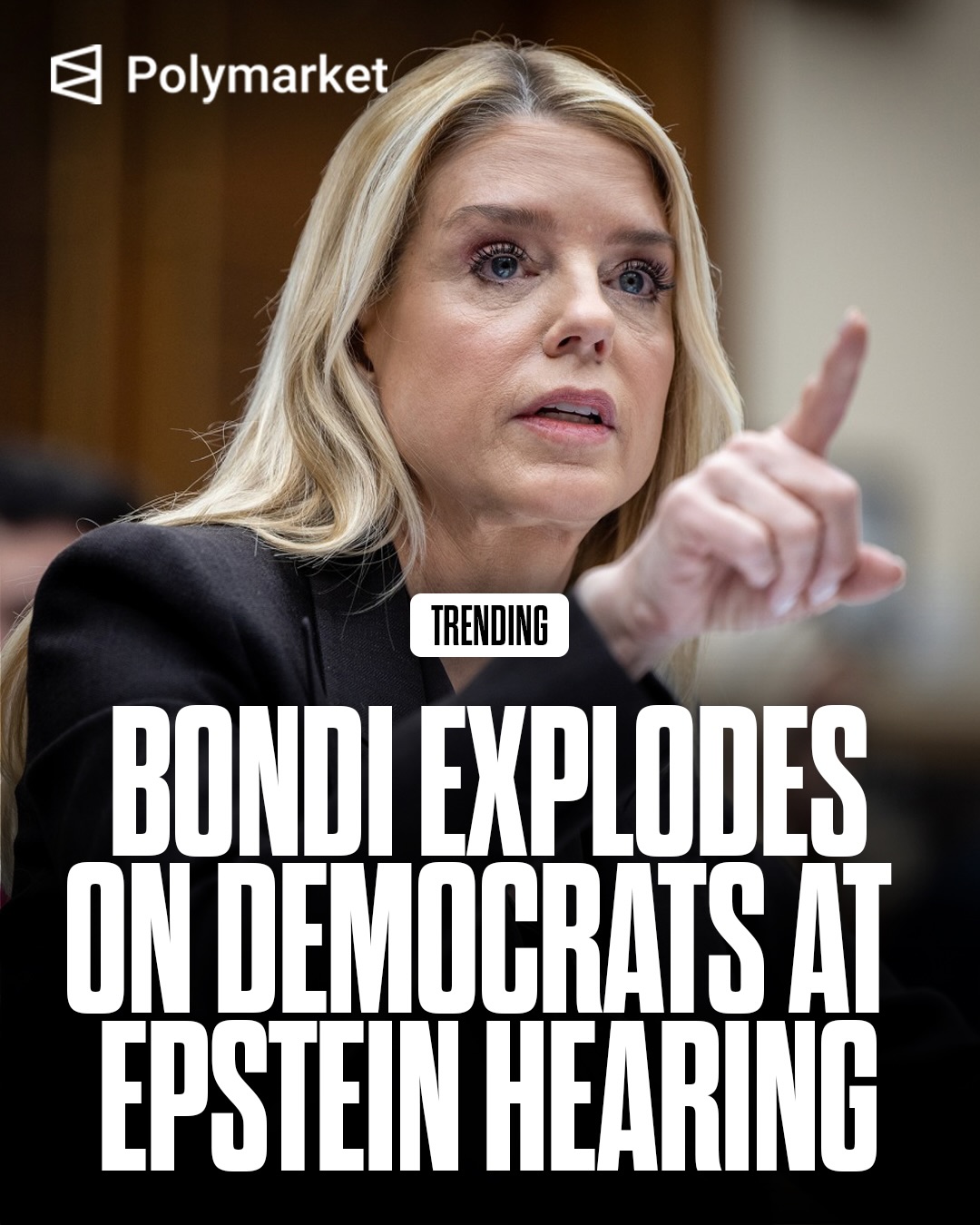Attorney General Pam Bondi’s House Judiciary Committee hearing on Wednesday erupted into shouting and personal attacks as she clashed with Democratic lawmakers over the Justice Department’s handling of Jeffrey Epstein cases.

With Epstein survivors seated behind her, Rep. Pramila Jayapal, D-Wash., asked Bondi to turn around and apologize to them for what she said was harm caused by the DOJ, including the release of Epstein files containing victims.

Traders predict a 51% chance Bondi will be out of the Trump administration before 2027.