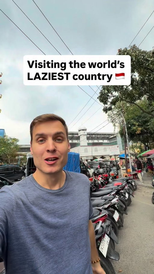 Traveling to the world’s LAZIEST country 😴

Indonesia constantly ranks as world’s “laziest” country for walking: Citizens here average less walking steps per day than any other country in the world. And it’s easy to see why.

Once you arrive in Bali or any other provinces in Indonesia, you immediately notice how the majority of people are driving scooters and their own cars. Going for a walk usually means walking on the open street, trying to not get hit by another vehicle.

Here in Medan in Sumatra, the street was more of a motorbike parking lot than an actual road to walk or drive on. 😅

Indonesia is one of my favorite places in the world but more walkable streets would do a lot to the country and its citizens.

#indonesia #sumatra #southeastasia #backpacking #adventure