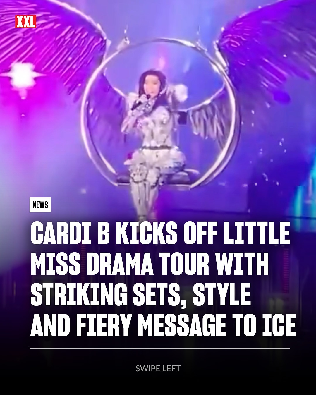 Cardi B launched her Little Miss Drama Tour with striking sets, style and a fiery message for ICE.

On Wednesday night (Feb. 11), Big Bardi’s North American Tour kicked off in Palm Desert, Calif. As her first tour in seven years, the Bronx, N.Y., rapper pulled out all the stops, with expansive sets, numerous wardrobe changes and extensive choreography.

Cardi performed a medley of hits, including “Be Careful,” “Up,” “Finesse,” WAP,” “Bodak Yellow” and many more. She also had a message for ICE

“If ICE come in here, we gon’ jump they a*ses,” she told the crowd during a break in the action. “Bi**h, I got some bear mase in the back. They ain’t taking my fans, bi**h.”

Cardi’s stadium tour has 35 scheduled shows, including stops in Las Vegas, Los Angeles, Houston, Dallas, Detroit, New York, Boston, Toronto and more, before closing out on April 17 in Atlanta.

Are you pulling up to Cardi’s tour?