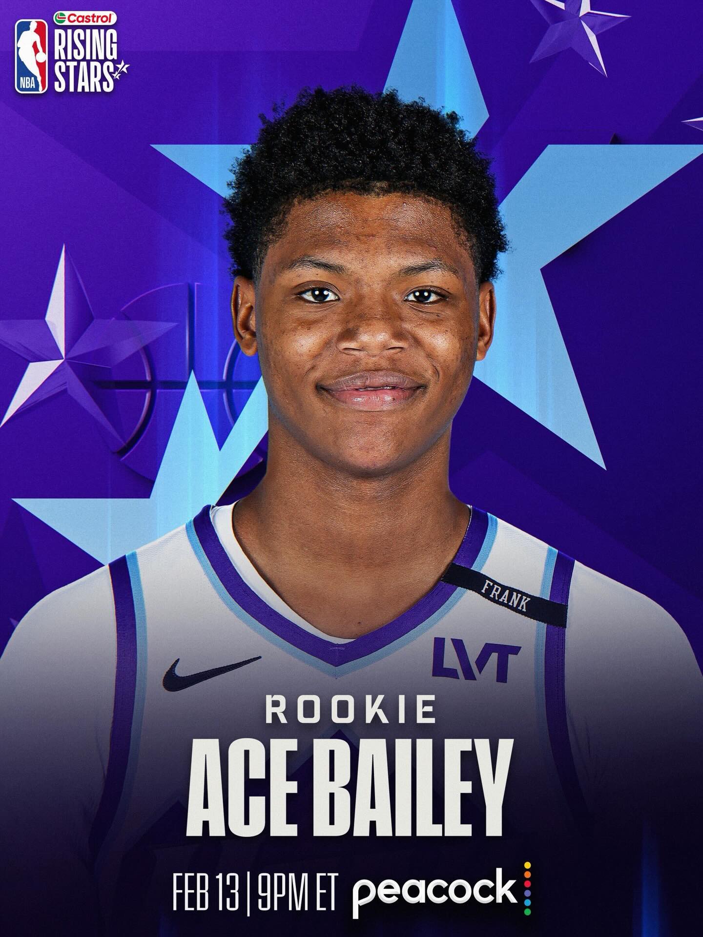@utahjazz forward @acebailey will replace Mavericks forward Cooper Flagg on Team Melo in the 2026 @castrolusa Rising Stars (Friday, 2/13, 9pm/et, Peacock).