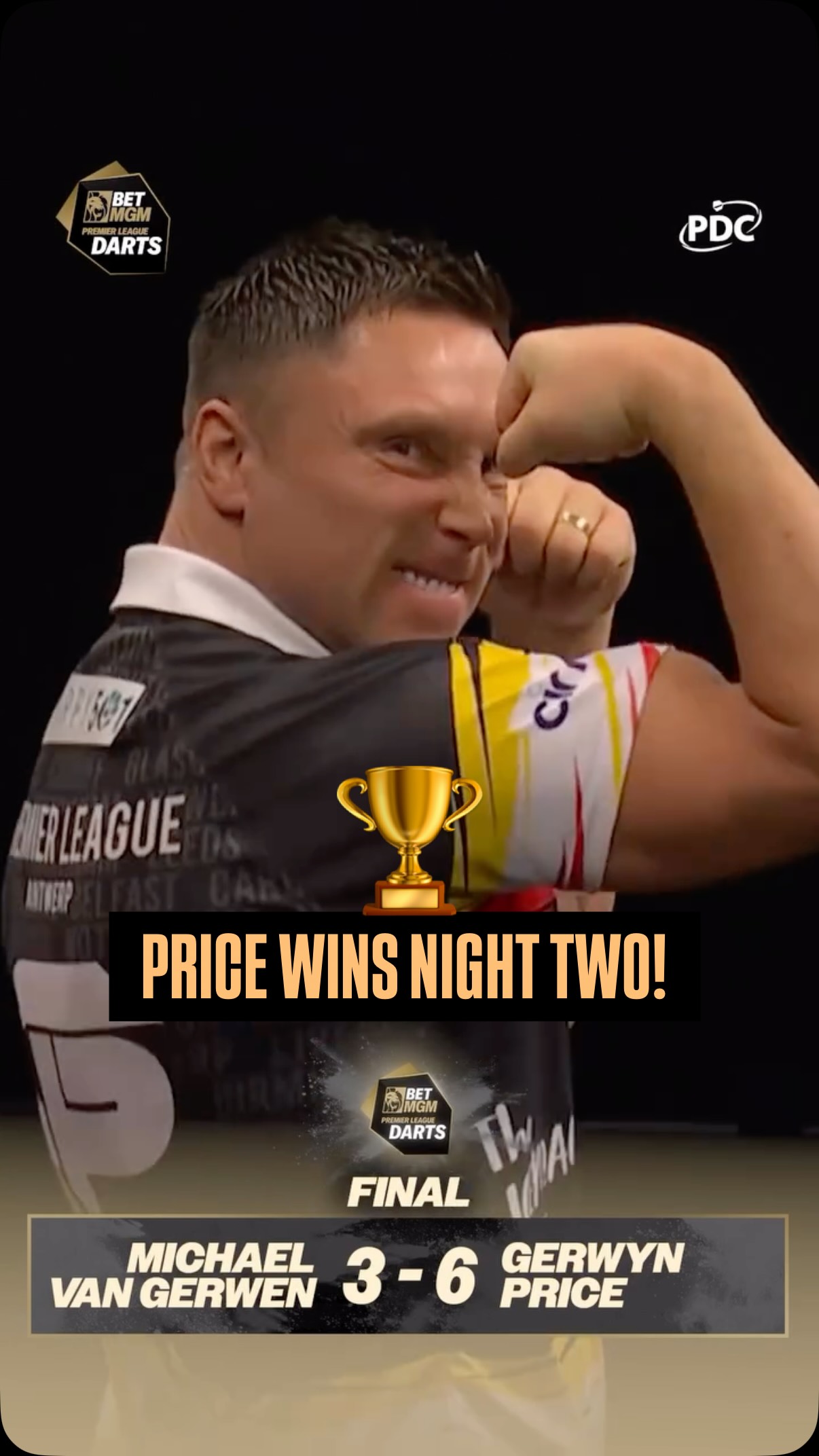 Gerwyn Price wins the first Premier League night in Antwerp! 🏆