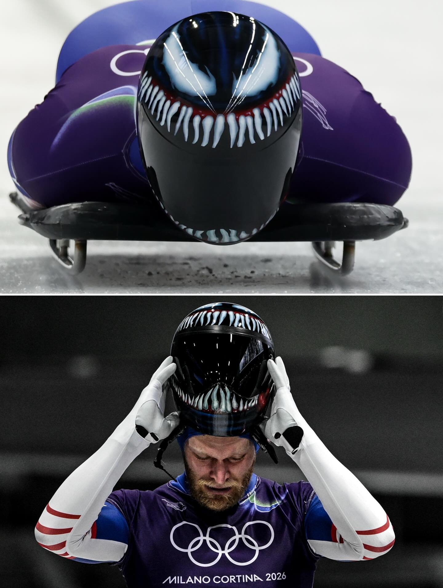 This Venom helmet 😮‍💨🔥

Austin Florian rocked it while competing in Men’s Skeleton for Team USA
