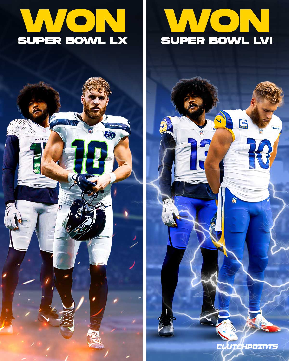 Four years ago, Cooper Kupp and Ernest Jones IV stood in a shower of yellow confetti as champions for the city of Los Angeles. 💍

Following a series of roster shifts that saw both players unceremoniously moved on from by the Rams, the duo found a second life together in the Pacific Northwest.

In the early hours of Monday morning, they officially validated that transition by hoisting the Lombardi Trophy once again as the heart and soul of the Seattle Seahawks.

Kupp led the way in Santa Clara with a game-high six receptions for 61 yards, providing the veteran reliability that Sam Darnold leaned on to close out the 29-13 victory.

On the other side of the ball, Ernest Jones IV anchored the "Dark Side" defense with a relentless 11 tackles, effectively neutralizing the Patriots' interior run game.

Their journey from being labeled as "past their prime" in California to becoming two-time world champions in Washington is the ultimate testament to professional resilience.

They traded the Hollywood spotlight for the grit of the Emerald City, proving that the bond forged in 2021 was strong enough to conquer the league a second time.

Standing side-by-side on the podium, #10 and #13 have officially had the last laugh in one of the most storied rivalries in football. ⚓