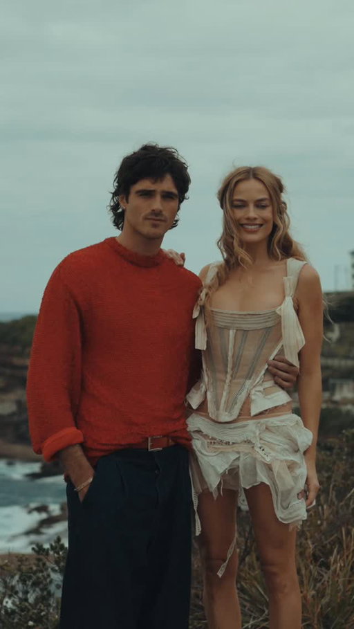 Windswept on the Bronte shores. Margot Robbie & Jacob Elordi bring #WutheringHeightsMovie to Sydney.