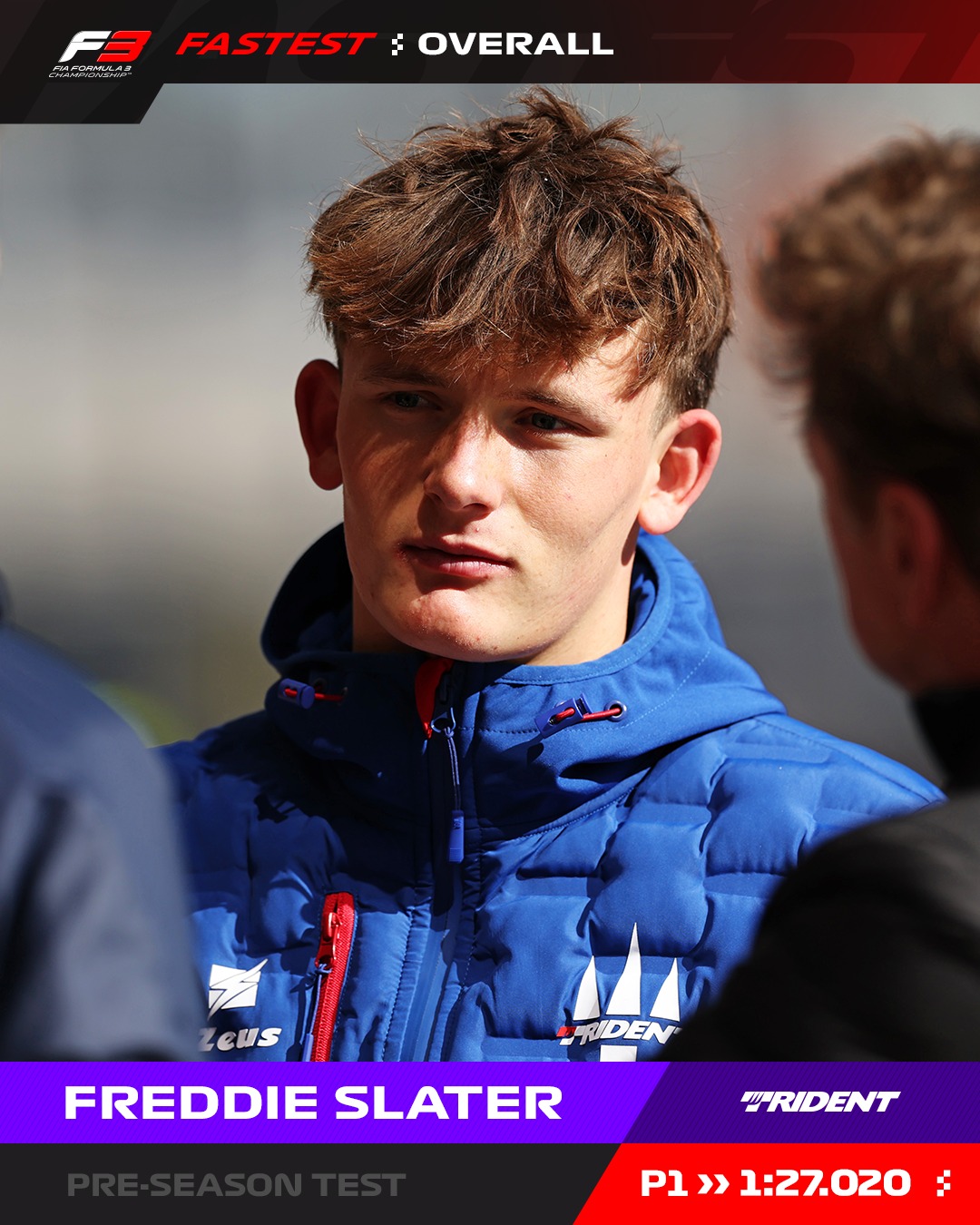 Fastest? It's Freddie! 💁‍♂️✨

The @trident_team driver tops F3 pre-season testing with a 1:27.020 🙌

#F3 #RoadToF1 #F3Testing #FreddieSlater