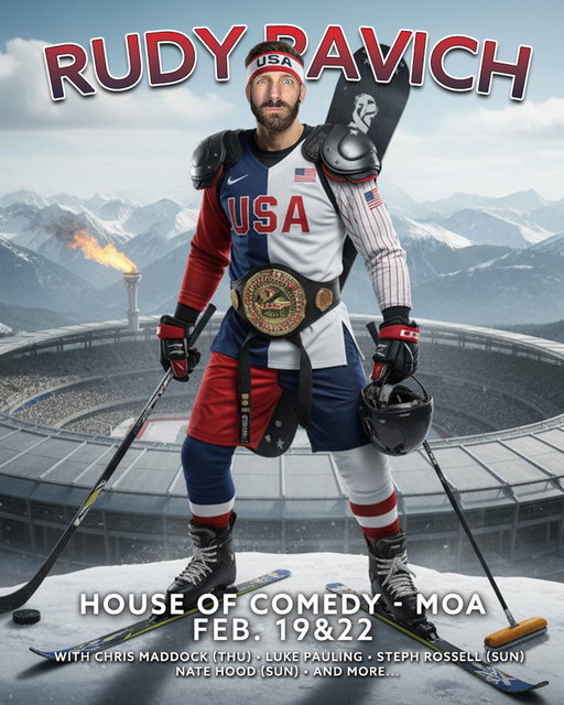 Let’s do it, America! Ok, well….. just Minnesota. 

Next week at @houseofcomedymn we’re gonna bring home some gold and get it in like the Olympic Village! 

Thursday and Sunday, join me, @thechrismaddock @itsstephrossell @thatpaulingkid @natehoodstp and maybe a few more! 

#olympics #comedyflyer #america #teamusa #goldmedal