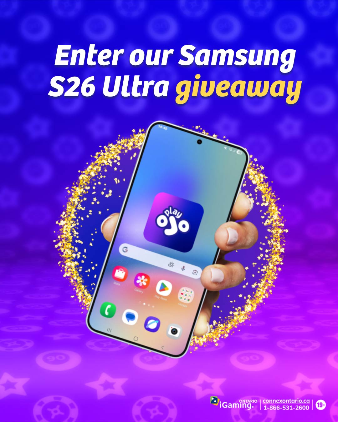 📱 The brand-new 𝐒𝐚𝐦𝐬𝐮𝐧𝐠 𝐒𝟐𝟔 𝐔𝐥𝐭𝐫𝐚 has travelled from the future! Better grab it before it disappears 📱⤵️⁣
⁣
Enter the giveaway via our bio for the chance to win! ⁣
⁣
⁣
⁣
____________⁣ ⁣ ⁣
One Canada-based winner will be announced on 6th March to win a Samsung S26 Ultra (256 GB). Full T&Cs via link. ⁣
Prize is not exchangeable. ⁣PlayOJO is not affiliated with, sponsored, or endorsed by Samsung. ⁣
#BestMobile #competition #LatestTech