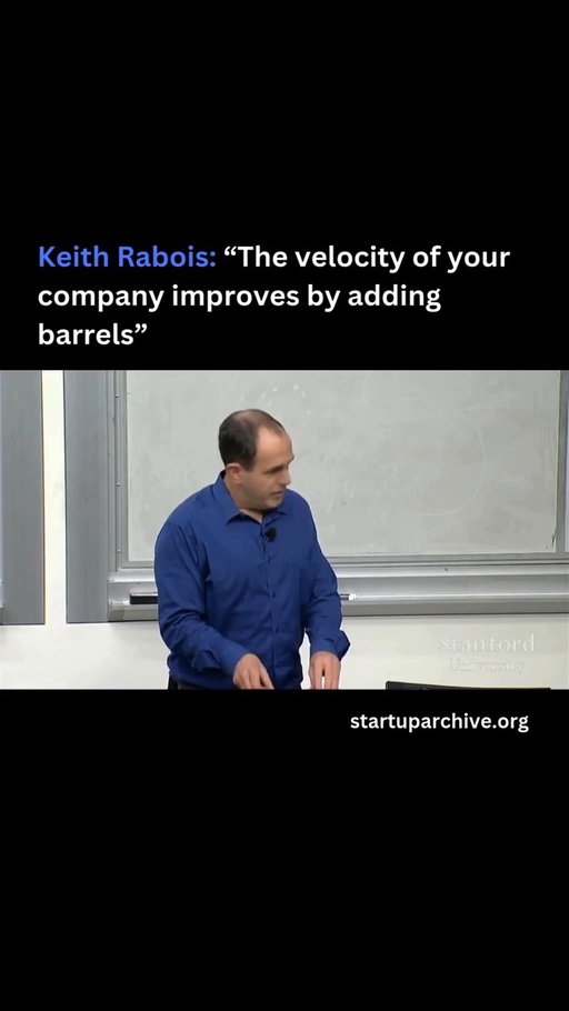 Keith shares his “Barrels and Ammunition” framework for building effective teams:

“Most companies—once they get into hiring mode—just hire a lot of people. And you expect that as you add people your throughput and velocity of shipping things is going to increase. But it turns out it doesn’t work that way. Usually when you hire more engineers, you actually don’t get that much more done. You sometimes get less done.”

Keith argues that the reason for this is that most people in a company—even great people—are “ammunition.” But to improve velocity, you need “barrels”. He defines barrels as extremely talented people who can take ideas from inception all the way through to fully shipped product. Most companies start with one barrel (the founder). And when they add another, they can get twice as many things done per week, quarter, etc.

But true barrels are incredibly difficult to find:

“When you have them, give them lots of equity, promote them, take them to dinner every week because they’re virtually irreplaceable. They’re also very culturally specific. A barrel at one company may not be a barrel at another company.”

Video source: @ycombinator (2014)

---

Want even more startup insights from the world's best founders?

Join the 11,000+ founders who read the free newsletter at startuparchive.org
