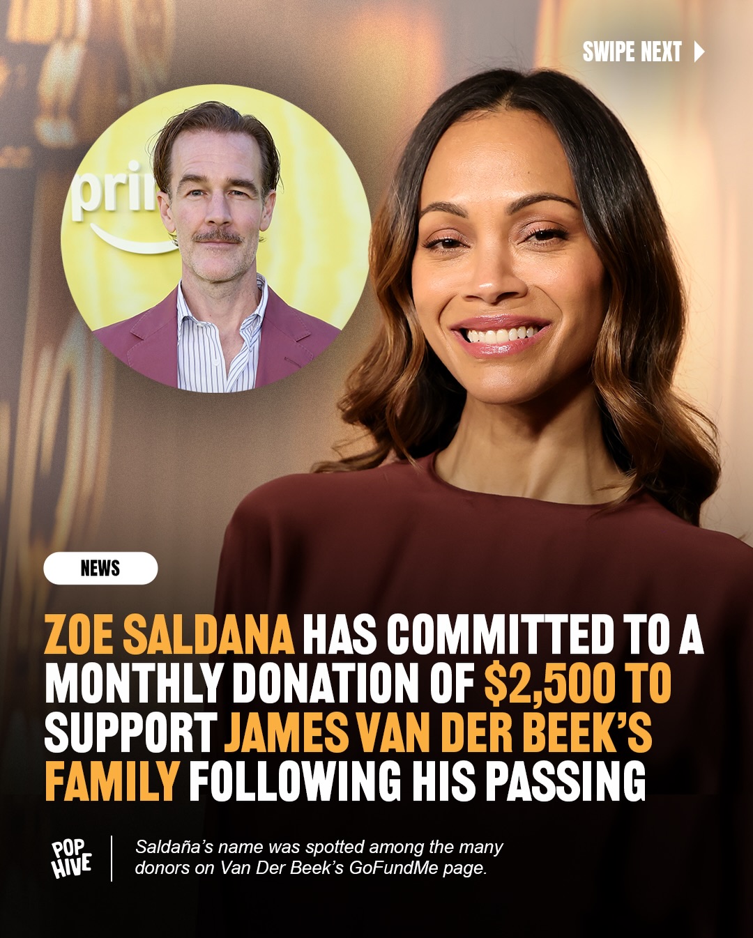 Zoe Saldana, Steven Spielberg, and Kate Capshaw are among the few who have made generous donations to James Van Der Beek’s family following his passing. ❤️‍🩹 

#ZoeSaldana #StevenSpielberg #KateCapshaw #JamesVanDerBeek