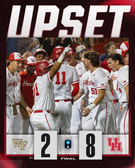 COOGS HAND OUT THE FIRST UPSET OF THE SEASON‼️ 🚨

@uhcougarbb opens it with a banger defeating No. 21 Wake Forest at the Puerto Rico Challenge, 8-2!

#NCAABaseball