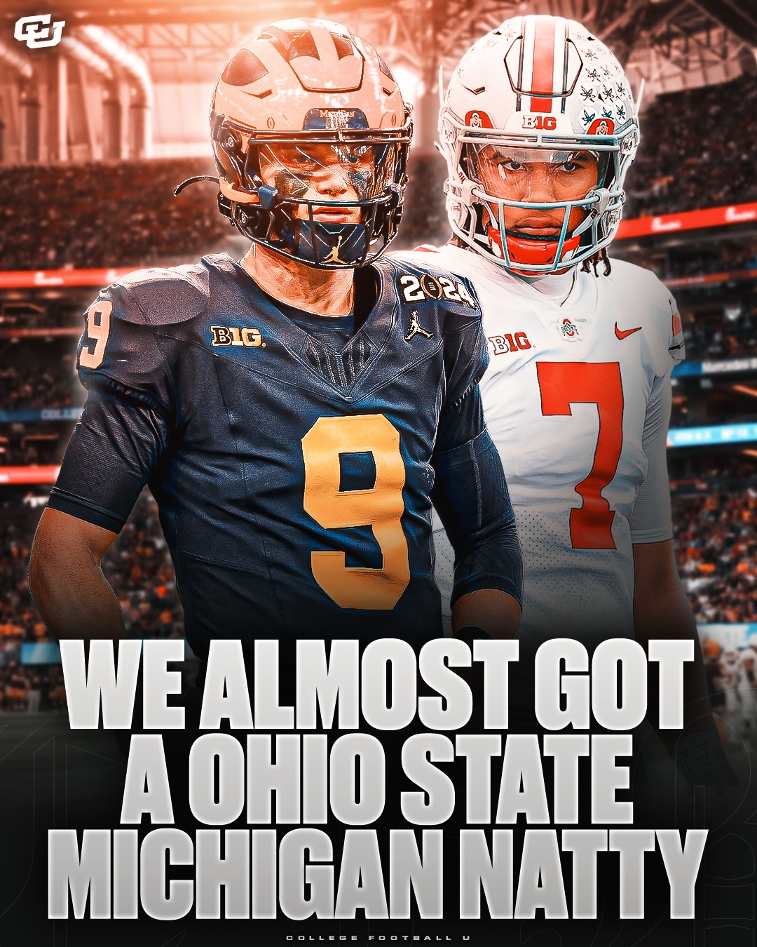 An Ohio State vs Michigan Natty would have been CINEMA🔥

During the 2022 CFB Playoffs, Michigan and Ohio State were one game away from facing each other in the National Championship game. 

• The Wolverines would lose by 6 vs TCU  in the CFP semis
• The Buckeyes would lose by 1 vs UGA in the CFP semis

Instead we got to witness a Georgia demolish TCU 65-7 in The National Championship game.