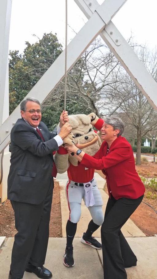 Celebrating the preliminary accreditation of @ugamedicine the only way we know how - by ringing the Chapel bell! 🔔