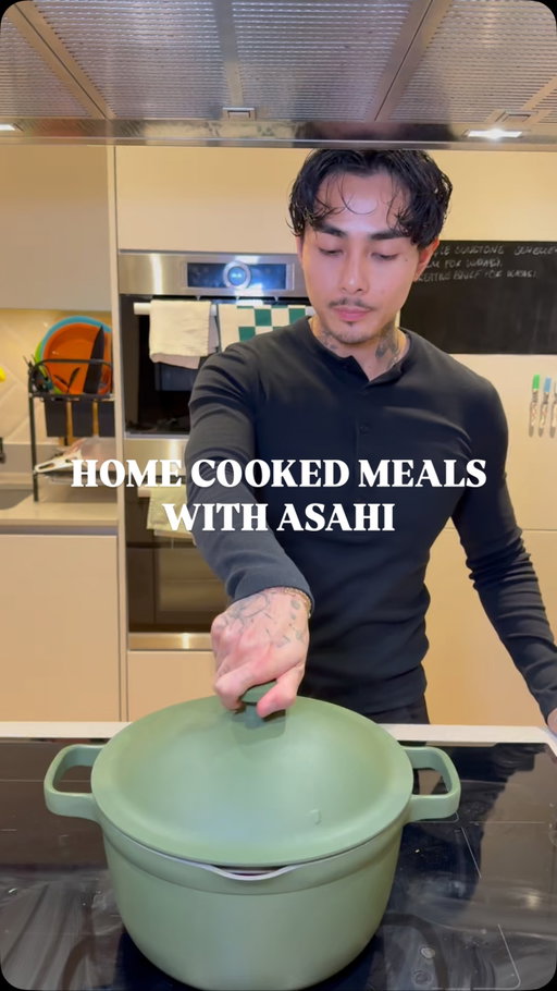 Home cooked meals, good company and a cold Asahi Super Dry 0.0% is all you really need @asahisuperdryuk #AD #drinkware