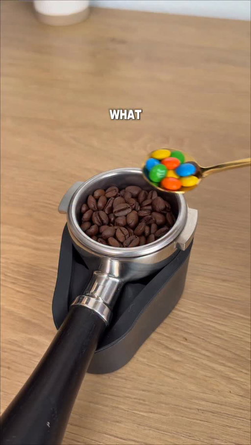 Adding m&m’s to an espresso shot