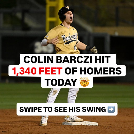 Colin Barczi CRUSHED three 430+ foot homers in Vandy’s first game of the season 💪