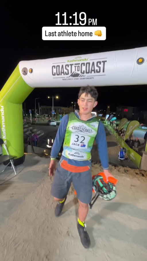 Welcoming our final athlete home - Jack Hastie with a time of 17hrs, 15min & 3min. Incredible effort mate. That concludes the 2026 Kathmandu Coast to Coast. See you all next year 🤙