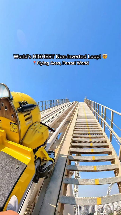 ‼️World’s HIGHEST Non-inverted loop?! 😱 Flying Aces is one incredible coaster! 🔥🎢

🎥: National Coasters®

Coaster Name: Flying Aces
•
Park Name: Ferrari World Yas Island
•
Fun Fact: Flying Aces features a record-breaking non-inverted loop, which is listed as the highest in the world!
•
Opening Date: February 24, 2016
•
Closing Date: Still in operation
•
Location: Abu Dhabi, #AbuDhabi, #UnitedArabEmirates
•
Manufacturer: Intamin Amusement Rides (Installed by RCS GmbH)
•
Type: Steel Extreme Sit-down Custom Wing Coaster
•
World Records: None
•
Height: 206.7 ft (63 m)
•
Drop: N/A
•
Length: 4,921.3 ft (1,500.01 m)
•
Speed: 74.6 mph (120.06 km/h)
•
Time: 2:15 min. 
•
Steepest Angle: N/A
•
G-force: 5
•
Condition: Operating
•
Source of Velocity: Cable Lift Hill
•
Airtime Points: 7
•
Inversions: 1 (Heartline Roll)
•
Cost: N/A Est. $15,000,000–$45,000,000
#rollercoaster#ジェットコースター#travel