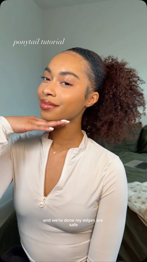 low tension ponytail tutorial 💗

this has been so great for me and i no longer get sore edges or headaches

** length and density does issue varied results. do what works for you and your hair

satin xl scrunchies from @slatehair.co — absolutely love these and it reduces so much breakage