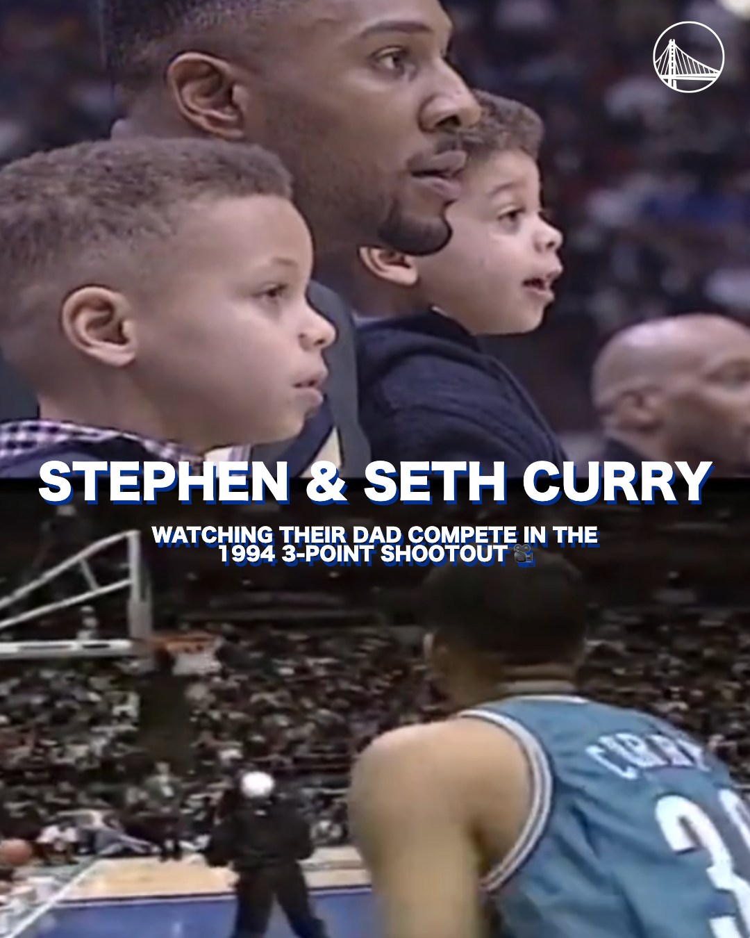 A young Stephen & Seth watching their dad in the 3-Point Contest during All-Star Weekend 🥹