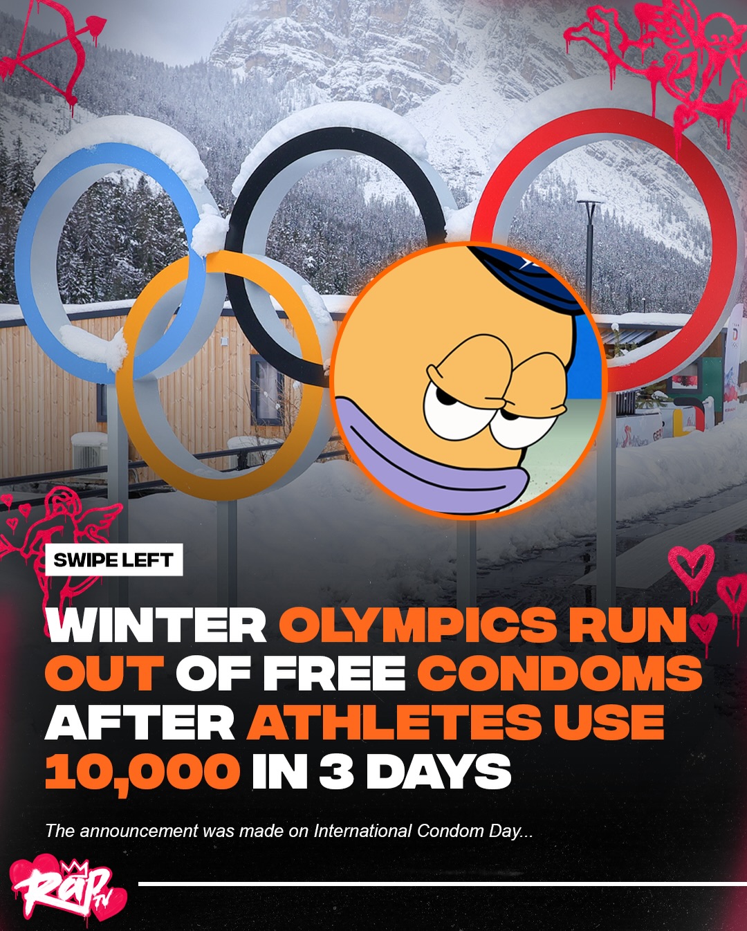 The Winter Olympics are facing a condom shortage after athletes burned through 10K in just three days‼️👀

Organizers broke the news on February 13, which is International Condom Day, and told the New York Post that they’re scrambling to restock.

What do y’all think about this⁉️😅