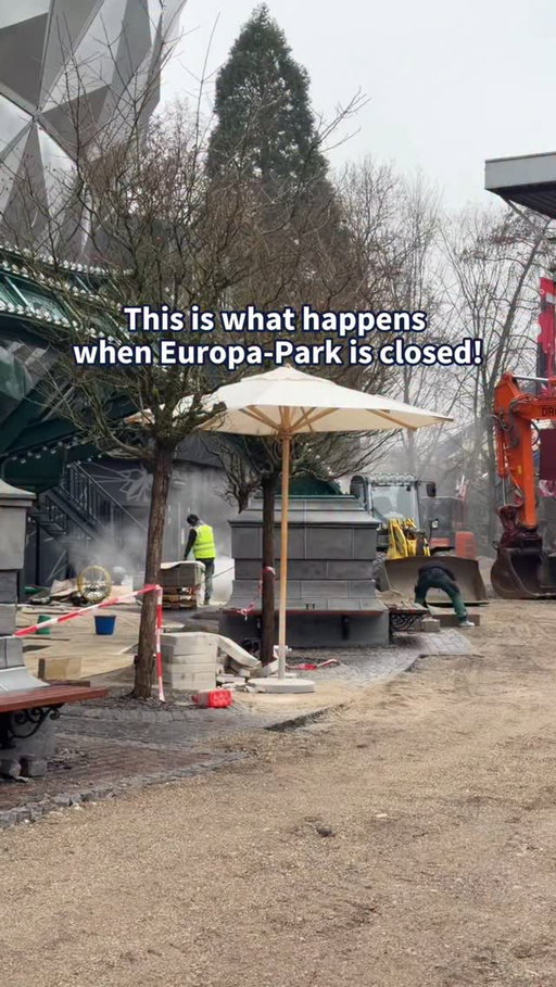 You asked for more behind-the-scenes content, here we go! 💪 Low season means no guests but lots of work, dust, and improvements. 🏗️👷🏻‍♂️🔧 #EuropaPark