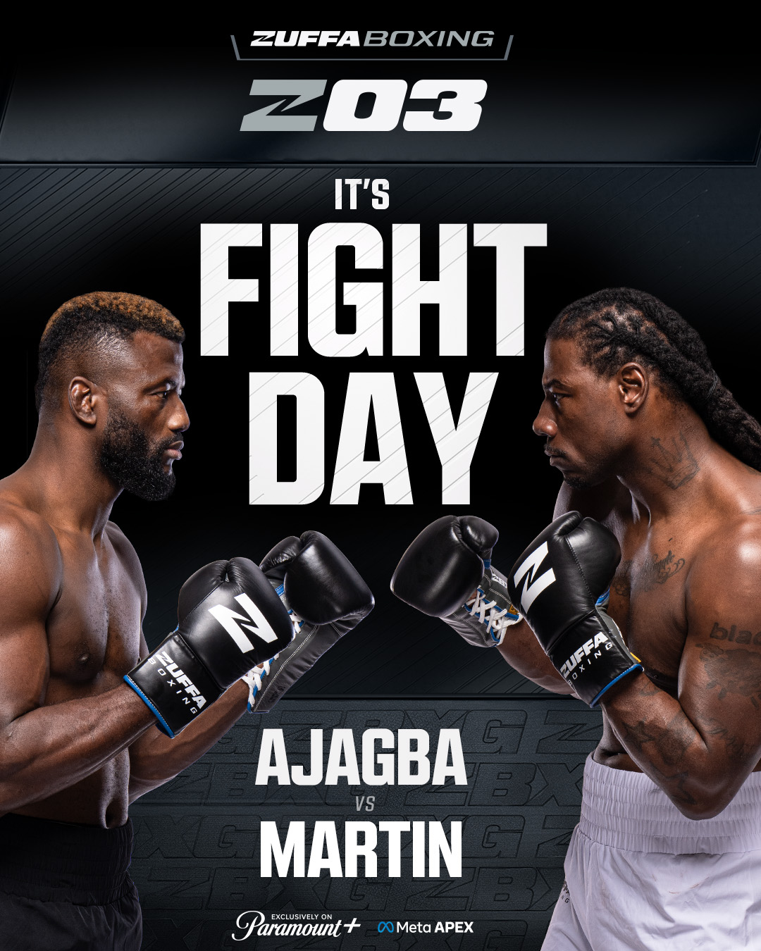 LIVE from Las Vegas 🥊

🇳🇬 @ajagbaefe_thesilentroller v @realprincecharlesmartin 🇺🇸

📺: @ParamountPlus | 📍@MetaApex | #ZuffaBoxing03 | 6pmPT