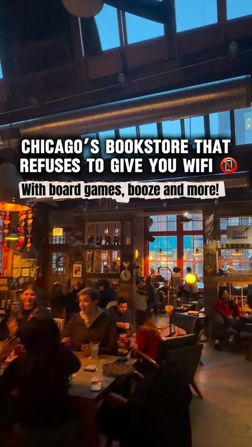 This isn’t just another bookstore in Chicago — it’s a WiFi-free “third place.”
No laptops. No scrolling. No hiding behind screens. @kibbitznest 

You come here to actually talk.
To read. To meet people. To slow down.

And somehow it still feels cozy — not strict.

They’ve got drinks, food, ice cream, and shelves of books… but the real thing you leave with is a clear head.

In a city that moves fast, this might be the one spot that forces you to pause — and honestly? I didn’t realize how much I needed it.

Would you last an hour without your phone? 👀

#bookstore #chicagolife #thingstodoinchicago #chicagobucketlist #chicagobookstore