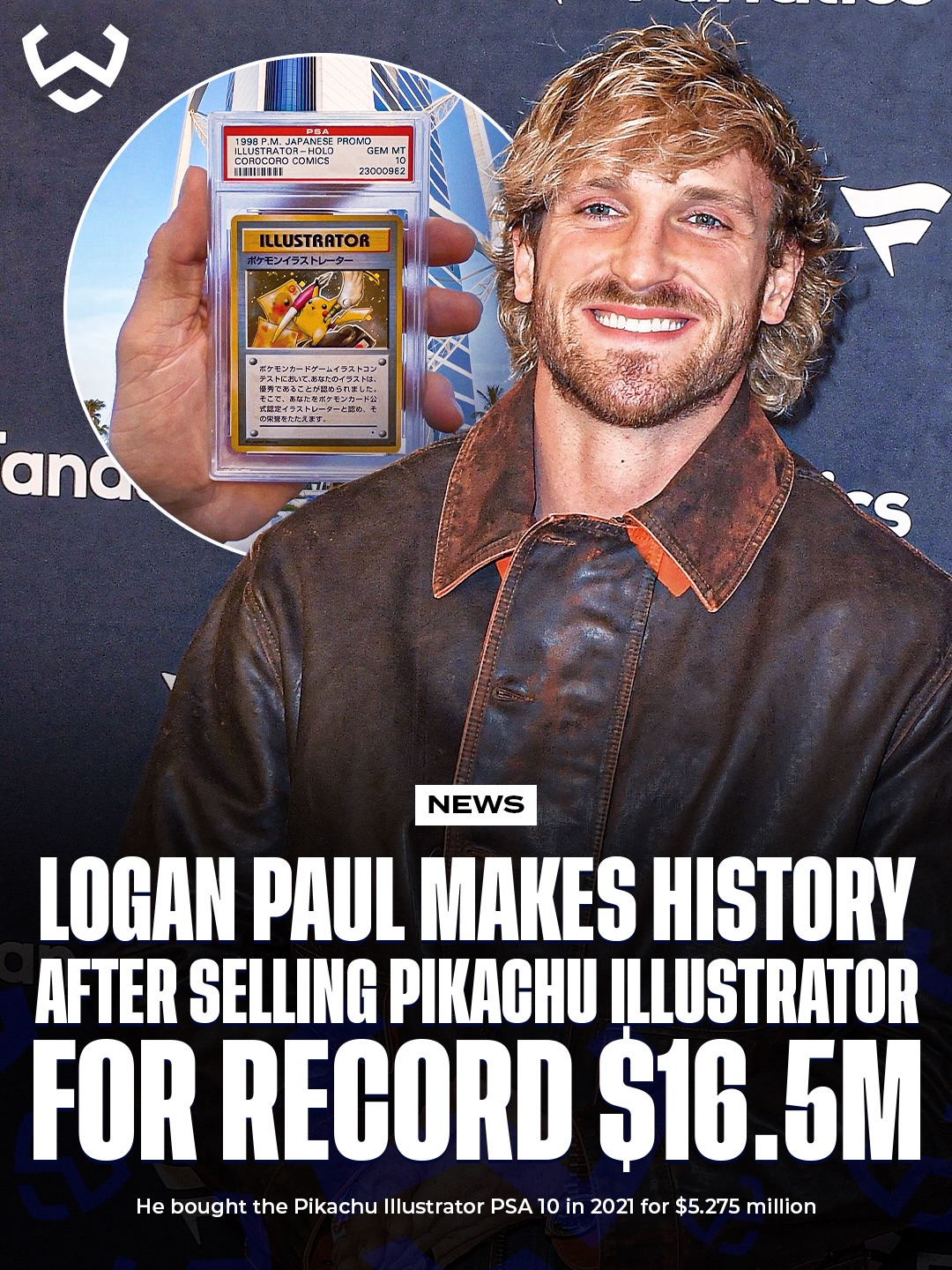 Logan Paul’s PSA 10 Pikachu Illustrator just sold for $16.5 MILLION 🤯💰

The final price included a $13.3M hammer plus buyer’s premium, setting a new world record for the most expensive trading card ever.

Paul bought it in 2021 for $5.275M and more than tripled his investment.

The sale even included the diamond chain and case he wore at WrestleMania 38, with the winner getting hand delivery from Logan himself.