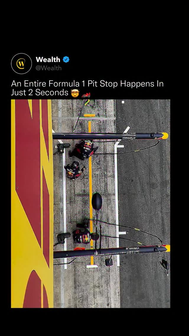 2 seconds. Four tires off. Four tires on. 20 crew members moving in perfect sync. ⏱️🔥

What looks like chaos from above is actually one of the most choreographed operations in professional sports. Every crew member has a single, hyper-specialized role, from wheel gun operators that can loosen a nut in 0.3 seconds, to jack operators who lift and drop the car in a blink.

These teams rehearse pit stops hundreds of times, training their muscle memory so intensely that movements become automatic. Because on track, one extra second can mean losing multiple positions at 200+ mph. In modern F1, track position is everything, and a slow stop can cost a race.

Red Bull Racing famously set a 1.82-second pit stop at the 2019 Brazilian Grand Prix, proving that precision engineering is not just in the car, but in the human machine surrounding it.

Love Technology? Follow @Wealth 🌟

Media: @tamimcqueen

#technology #F1 #Formula1 #motorsport #engineering