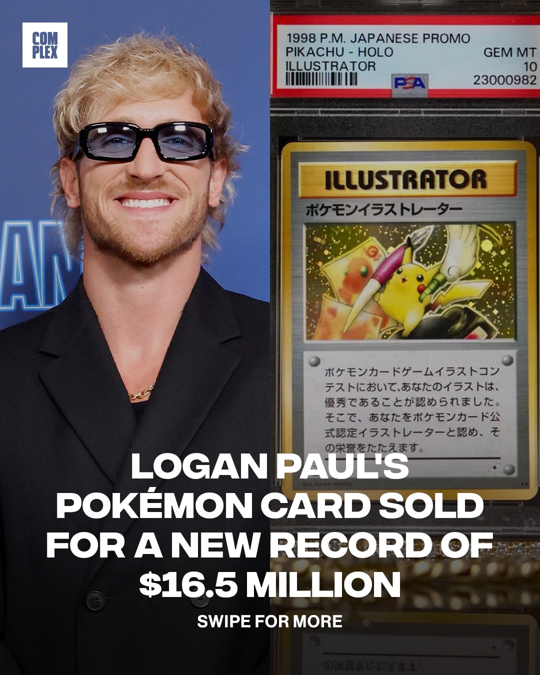 THE MOST EXPENSIVE CARD EVER SOLD. 💰

Logan Paul’s one-of-one PSA 10 Pikachu illustrator card sold at auction for a total $16,492,000 at Goldin Auctions, making it officially the most expensive card ever sold.