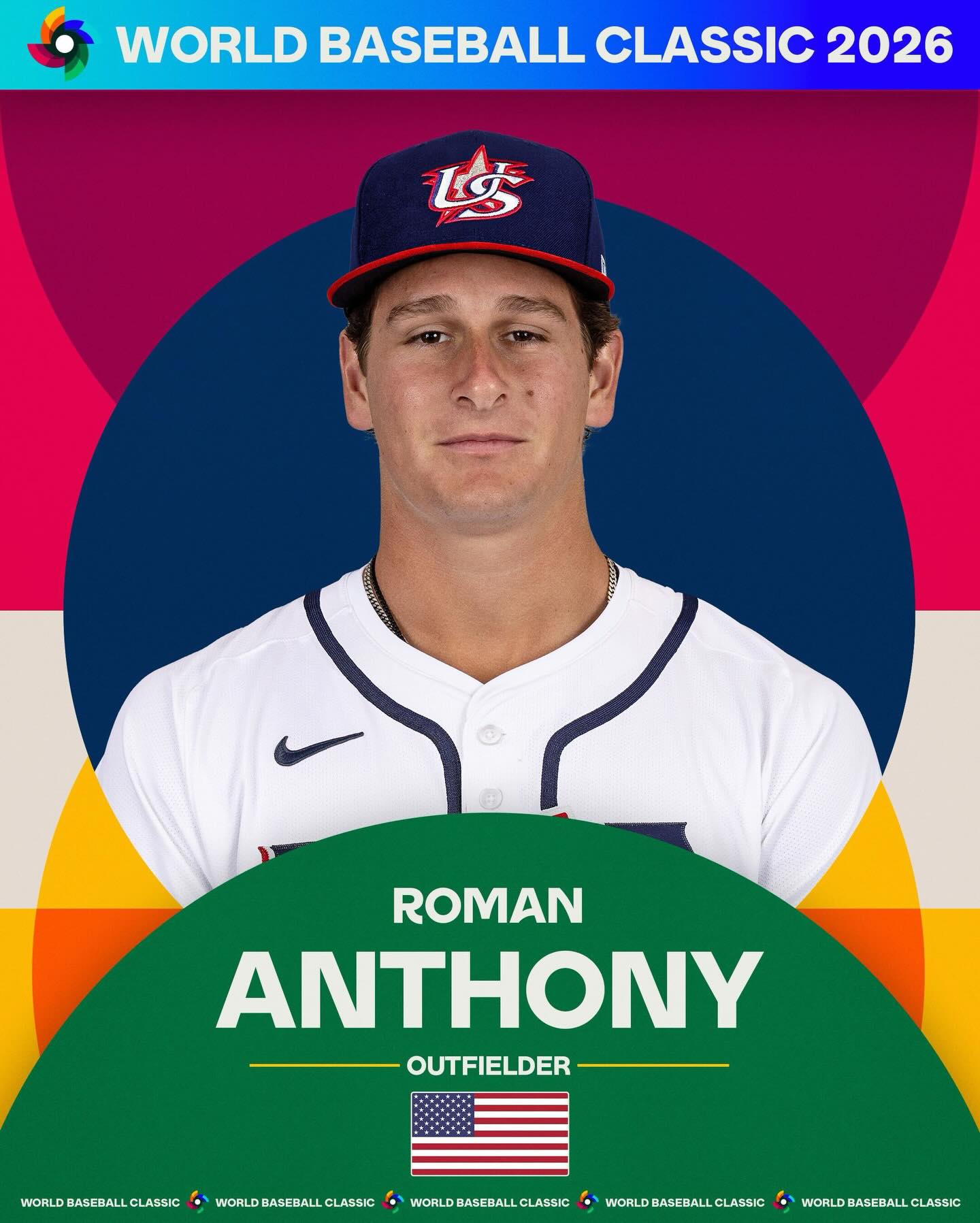 Roman Anthony will rock the red, white and blue for the #WorldBaseballClassic 🇺🇸 

Anthony replaces Corbin Carroll on the Team USA roster.