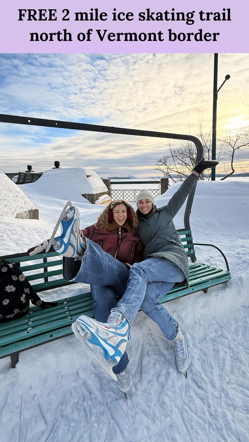 FREE 2 mile ice skating trail?! Yes, please.

The “Sentier glacé” in Magog, Quebec (in the Eastern Townships region in Canada) was so much fun. Located just 30 minutes north of the Vermont border, they’ve transformed a stunning lakeside walking path into a winding ice skating trail along Lake Memphremagog and it’s FREE To skate, if you have your own.

The Logistics: 
📍 Where: Magog, Quebec - search for “Sentier glacé Magog”
🚗 Parking: Free parking is available at Pointe Merry and Cabana lots. 
⛸️ Rentals: If you don’t have your own, head to “Vie de Plein Air” in English it’s called Life Outdoors (@viedepleinair) a small building right next to the trail. Rentals start around $10 USD (10am - 4pm on weekends). 
💡 The trail is illuminated at night! 
💰 Cost: FREE
🔥 Amenities: There are heated huts to lace up your skates and fire pits to warm up.

Weather: Check the “Info-glisse” on the Ville de Magog website before you go, as the trail status depends on the weather! 🌡️ Use an online translator!