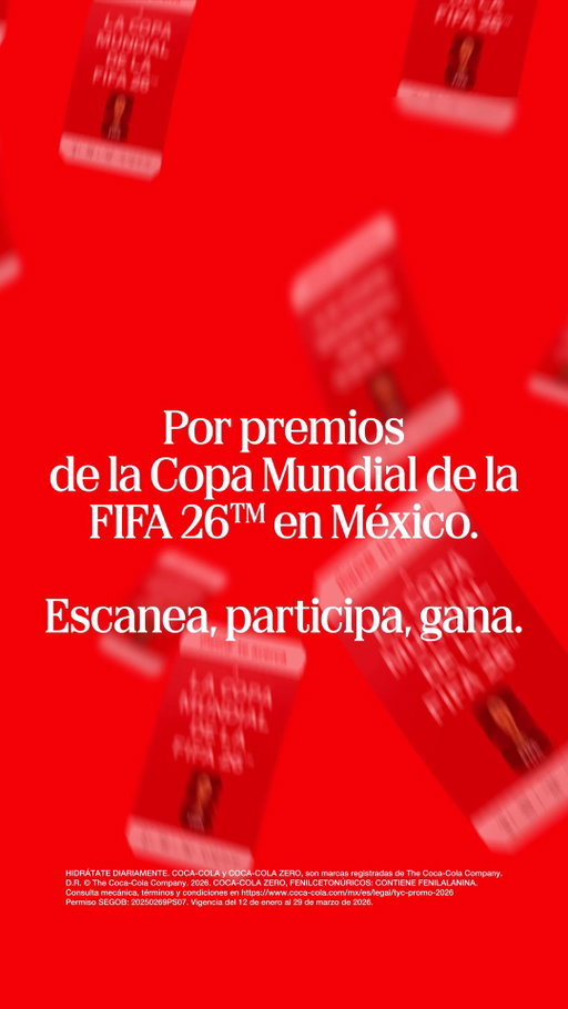 La emoción se repite cada semana. Destapa, escanea y registra para participar. Vive la Copa Mundial de la FIFA 26™ con Coca-Cola.