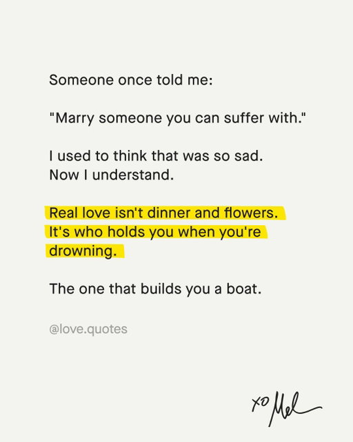 This is such an important reminder.

Love isn’t about the easy days - it’s about who stays and continues to grow with you even when life gets hard ❤️

✍️ @love.quotes
