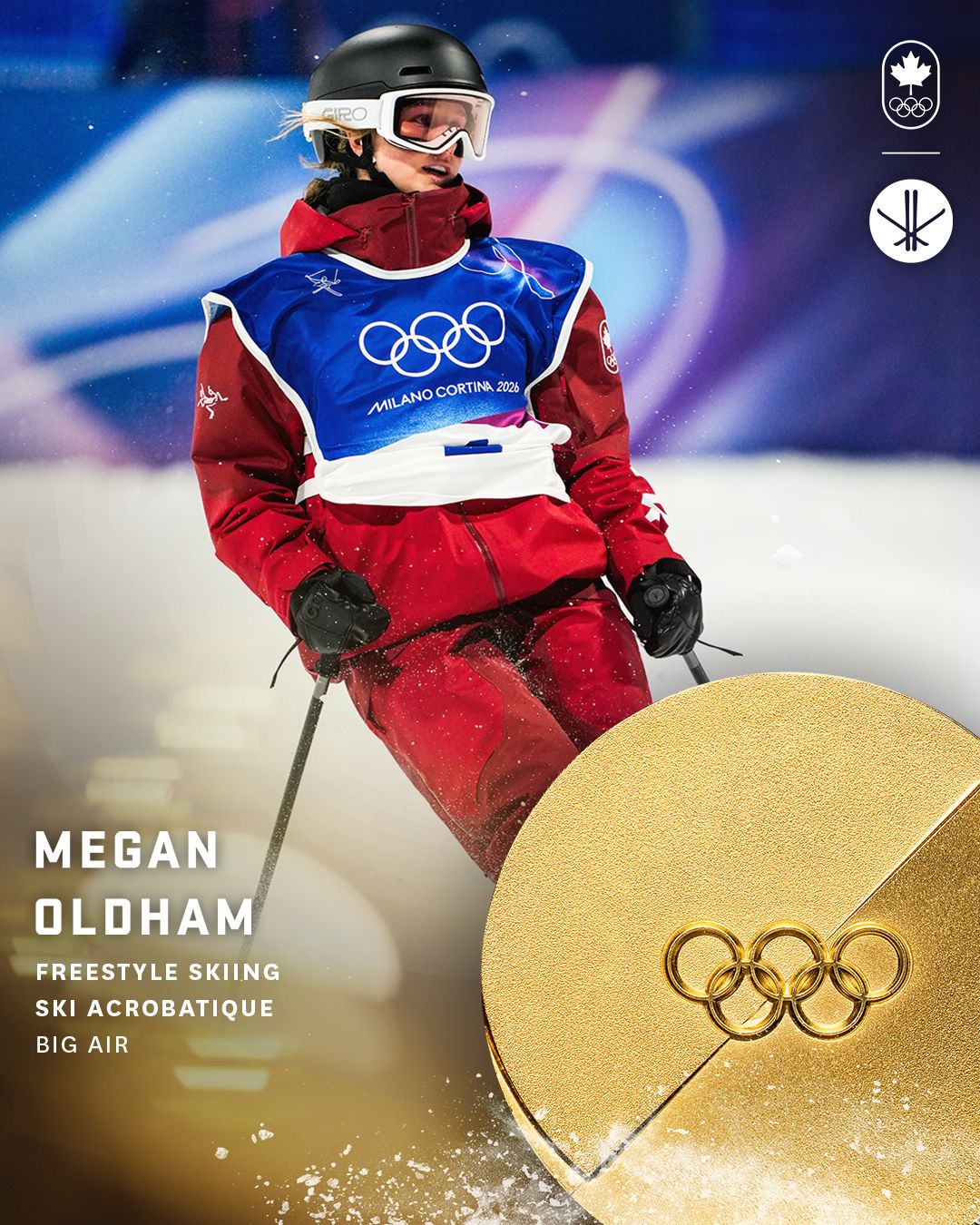 Another podium for Team Canada!🥇🇨🇦⁣
⁣
Megan Oldham claims GOLD in the women’s freeski big air, making this her second medal of Milano Cortina 2026!⁣
⁣
-⁣
⁣
Un autre podium pour Équipe Canada!🥇🇨🇦⁣
⁣
Megan Oldham décroche GOLD en ski acrobatique big air féminin, remportant ainsi sa deuxième médaille de Milano Cortina 2026!