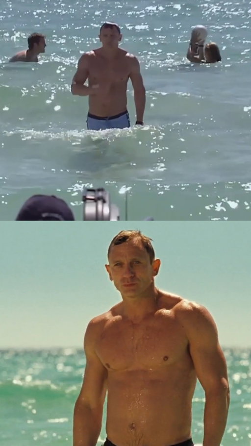 “I remember Daniel coming out of the water and the whole crew going ‘Oh my god’. And that was probably the only time when a pap shot, because it was a pap shot that broke, that then of course changed the whole idea of Daniel and what his Bond was going to be like.” – Barbara Broccoli on filming CASINO ROYALE.
