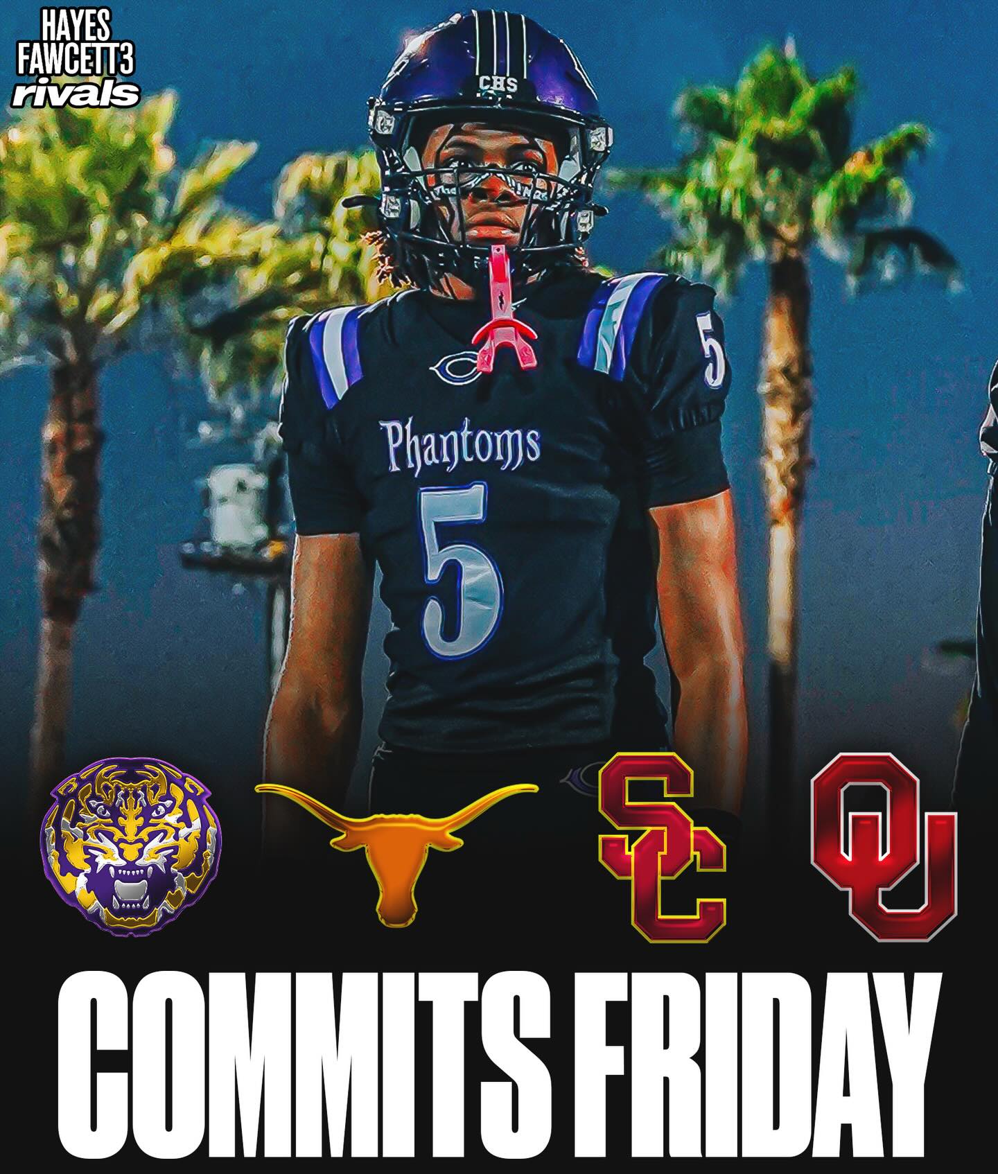 NEWS: Four-Star WR Quentin Hale will announce his Commitment on Friday, source told @Rivals.IG

The No. 7 WR in the 2027 Class will choose between LSU, Texas, USC, and Oklahoma 

Where Should He Go?