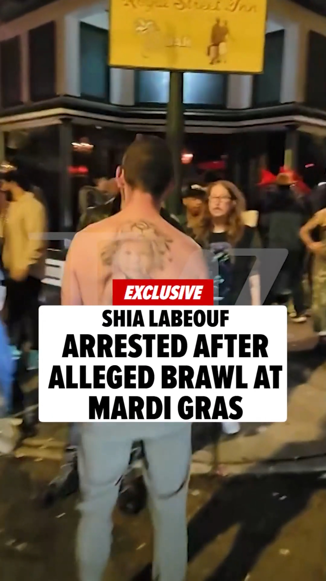 Exclusive 🚨Shia LaBeouf had a wild Mardi Gras night in New Orleans getting into a fight that ended with paramedics and him getting ARRESTED! 😳🚑

TMZ obtained video of the aftermath, showing Shia shirtless outside a French Quarter bar, facing off with a group!

More details at link in bio!