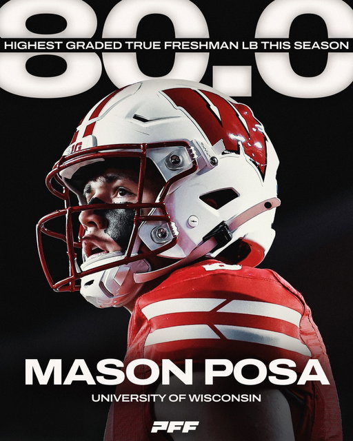 Highest Graded Freshman LB from the 2025 Season: Wisconsin’s Mason Posa⭐️