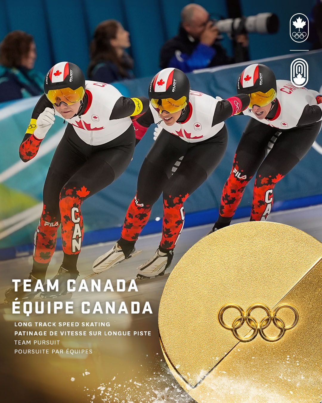 🥇 for Team Canada!! 🇨🇦⁣
Blondin, Maltais and Weidemann claim their second straight Olympic medal in the women’s team pursuit in long track speed skating! ⚡️🤩⁣
⁣
- ⁣
🥇 pour Équipe Canada!! 🇨🇦⁣
Blondin, Maltais et Weidemann remportent une deuxième médaille olympique consécutive en poursuite par équipes féminine en patinage de vitesse longue piste! ⚡️🤩