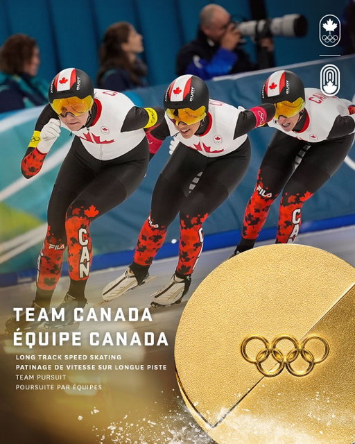 🥇 for Team Canada!! 🇨🇦⁣
Blondin, Maltais and Weidemann claim their second straight Olympic medal in the women’s team pursuit in long track speed skating! ⚡️🤩⁣
⁣
- ⁣
🥇 pour Équipe Canada!! 🇨🇦⁣
Blondin, Maltais et Weidemann remportent une deuxième médaille olympique consécutive en poursuite par équipes féminine en patinage de vitesse longue piste! ⚡️🤩
