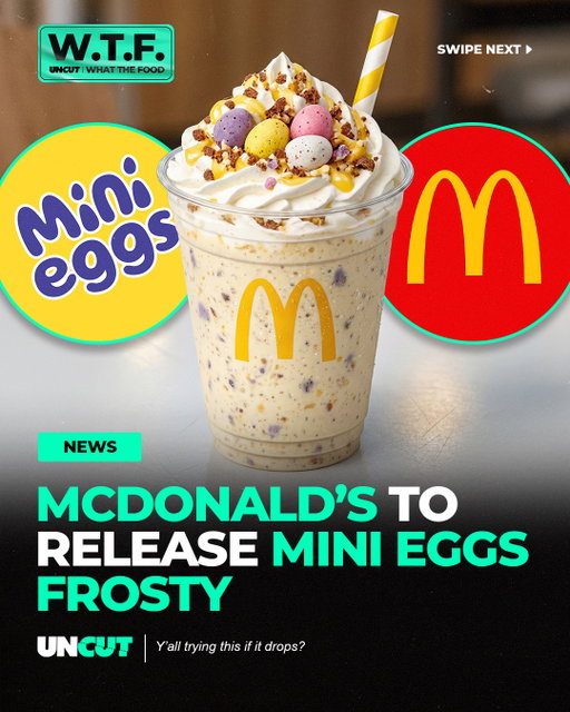 McDonald’s rumored to release Mini Eggs Frosty 👀🍫⁠
⁠
Social media posts claim the Easter inspired McCafé drink would blend chocolate with crushed Cadbury Mini Eggs, but there is still no official confirmation from the company 🐣⁠
⁠
Y’all trying this if it drops⁉️🍦