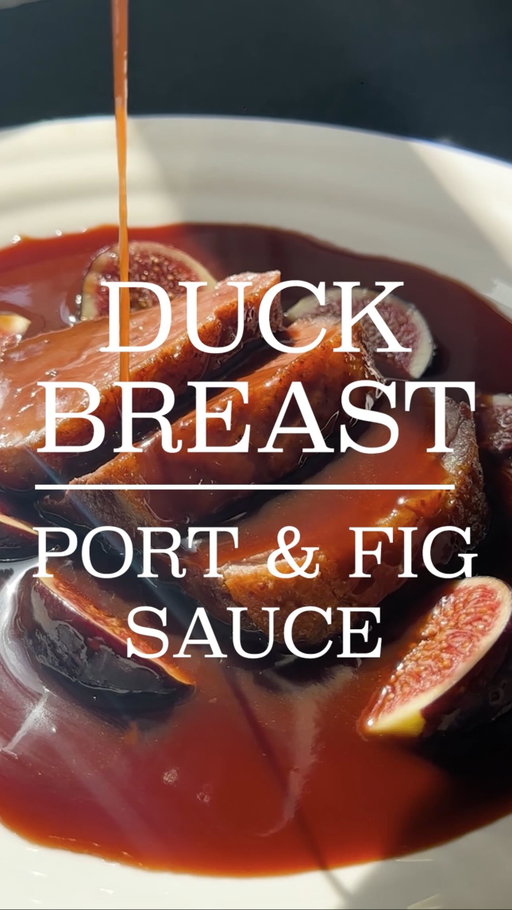 Duck breast // fig & port reduction 🦆🍷RECIPE ⬇️

Duck
- Start with a good quality duck breast. Score the fat without cutting into the meat, and bring the breast up to room temperature
- Season the fat with fine salt and place fat side down in a cold pan. Turn onto medium heat and gently render the fat until most of it is in the pan and the skin is crispy
- Season the meat side, and sear on high heat. Remove from the pan and add to a 180C oven for 8-10 minutes (if a very large breast, go for 10). 
- Remove from oven and rest in a warm place for 20 minutes (e.g. a warming oven set to 40C)

Sauce
- Remove most of the duck fat from the pan but leave a little. Add in 2 diced shallots and 6 quartered figs. Soften for around 10 minutes 
- Add around 250ml port, sprigs of thyme, 2 tbsp runny honey, 2 tbsp balsamic vinegar, 400ml fresh chicken stock. Bring to boil and simmer until figs have broken down (around 10 mins - they should be very soft)
- Pass through a fine sieve, mashing figs into sieve. Reduce by half and add around 50g butter to finish. Check seasoning

Serve the duck sliced with the sauce and fresh figs.

Duck @gingerpigltd 
Ingredients @waitrose
Knives and pans @robertwelchuk 

#duck #meat #cooking #recipe #dinner