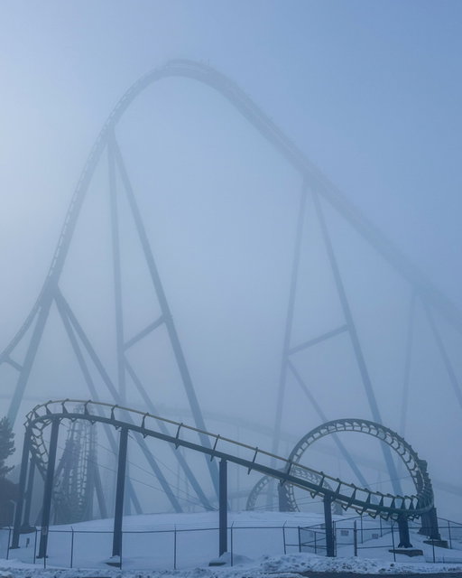 Before the sunshine, the park was giving a whole different vibe. 🌫️